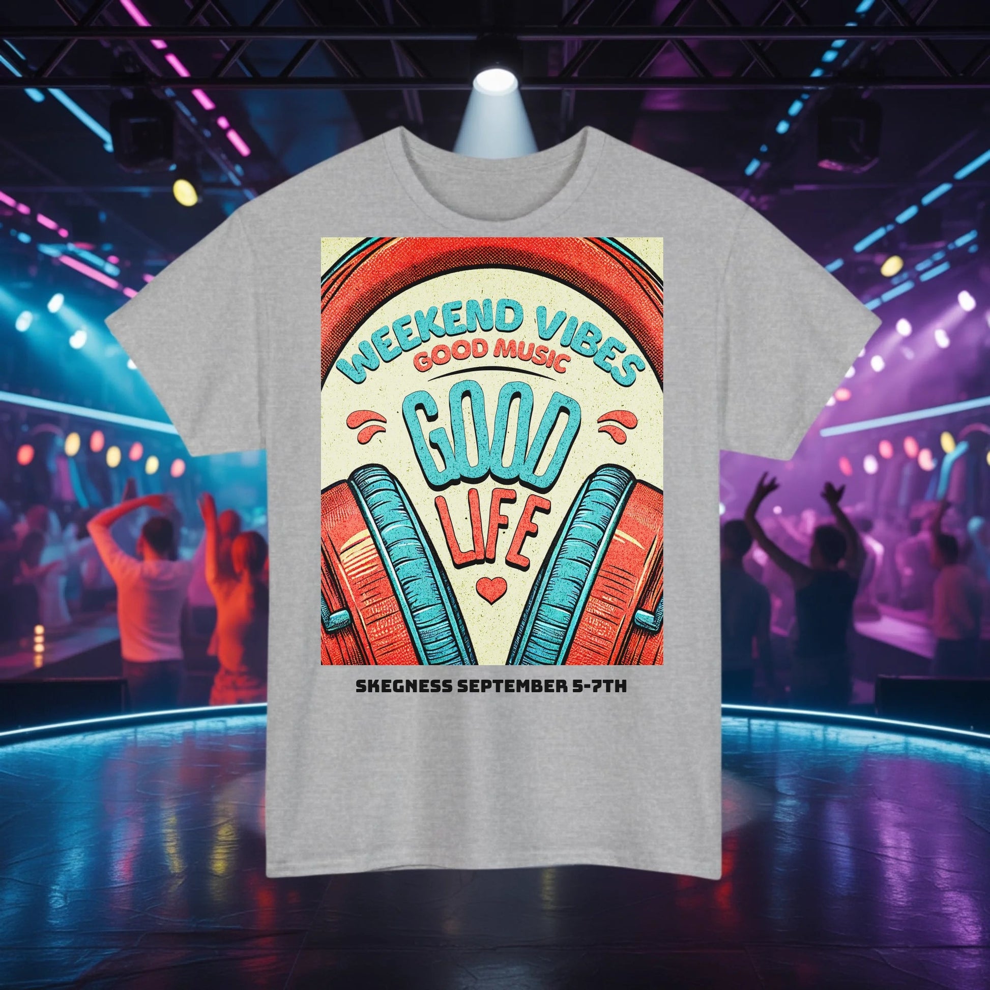 Weekend Vibes - Adult Weekender Front and Back Personalised Unisex Heavy T-Shirt 70s - Adult Weekender