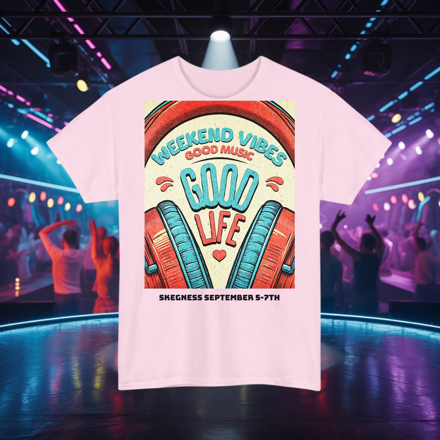 Weekend Vibes - Adult Weekender Front and Back Personalised Unisex Heavy T-Shirt 70s - Adult Weekender