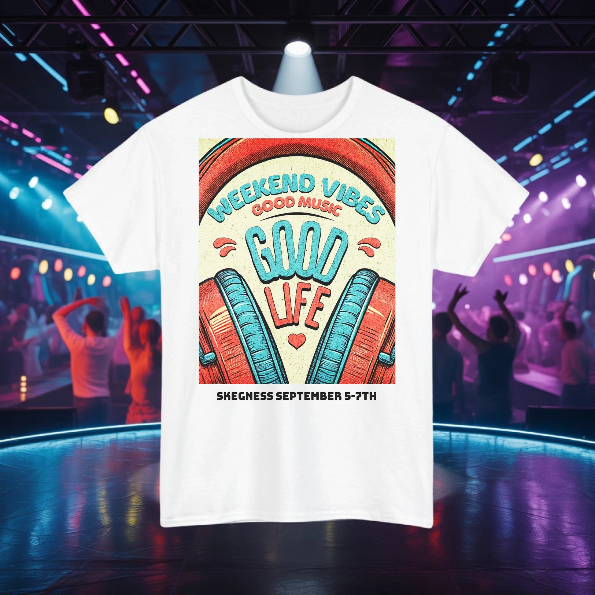 Weekend Vibes - Adult Weekender Front and Back Personalised Unisex Heavy T-Shirt 70s - Adult Weekender
