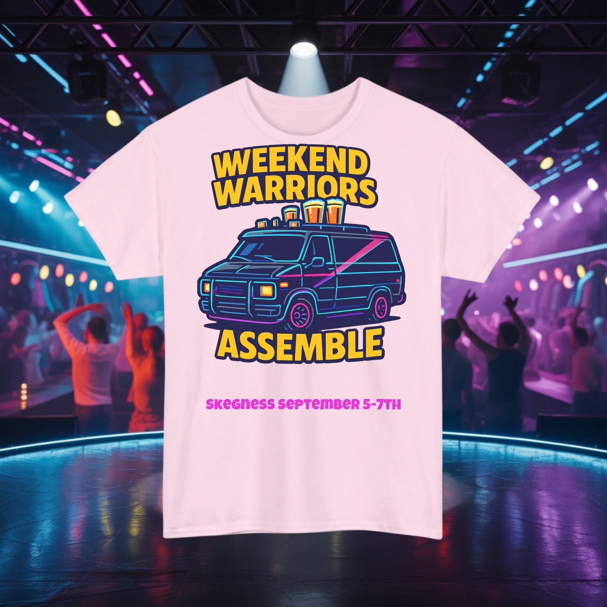Weekend Warrior - Adult Weekender Front and Back Personalised Unisex Heavy T-Shirt 80s - Adult Weekender