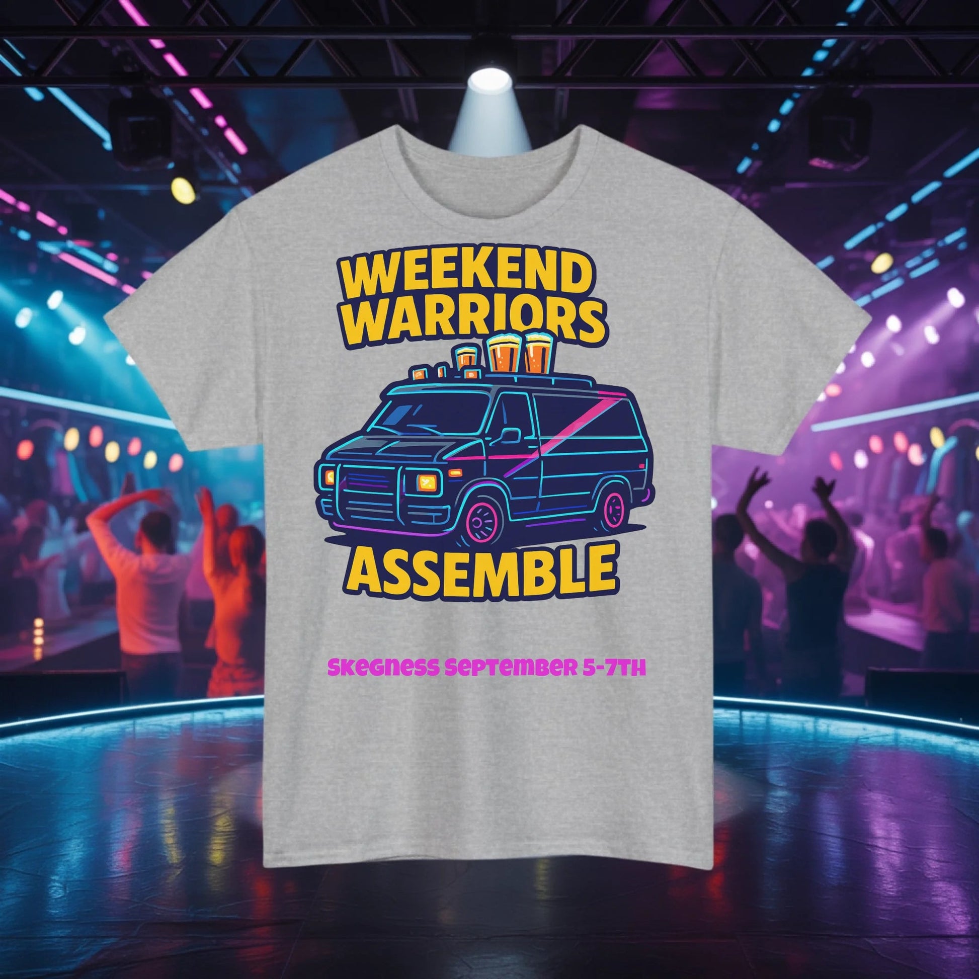 Weekend Warrior - Adult Weekender Front and Back Personalised Unisex Heavy T-Shirt 80s - Adult Weekender