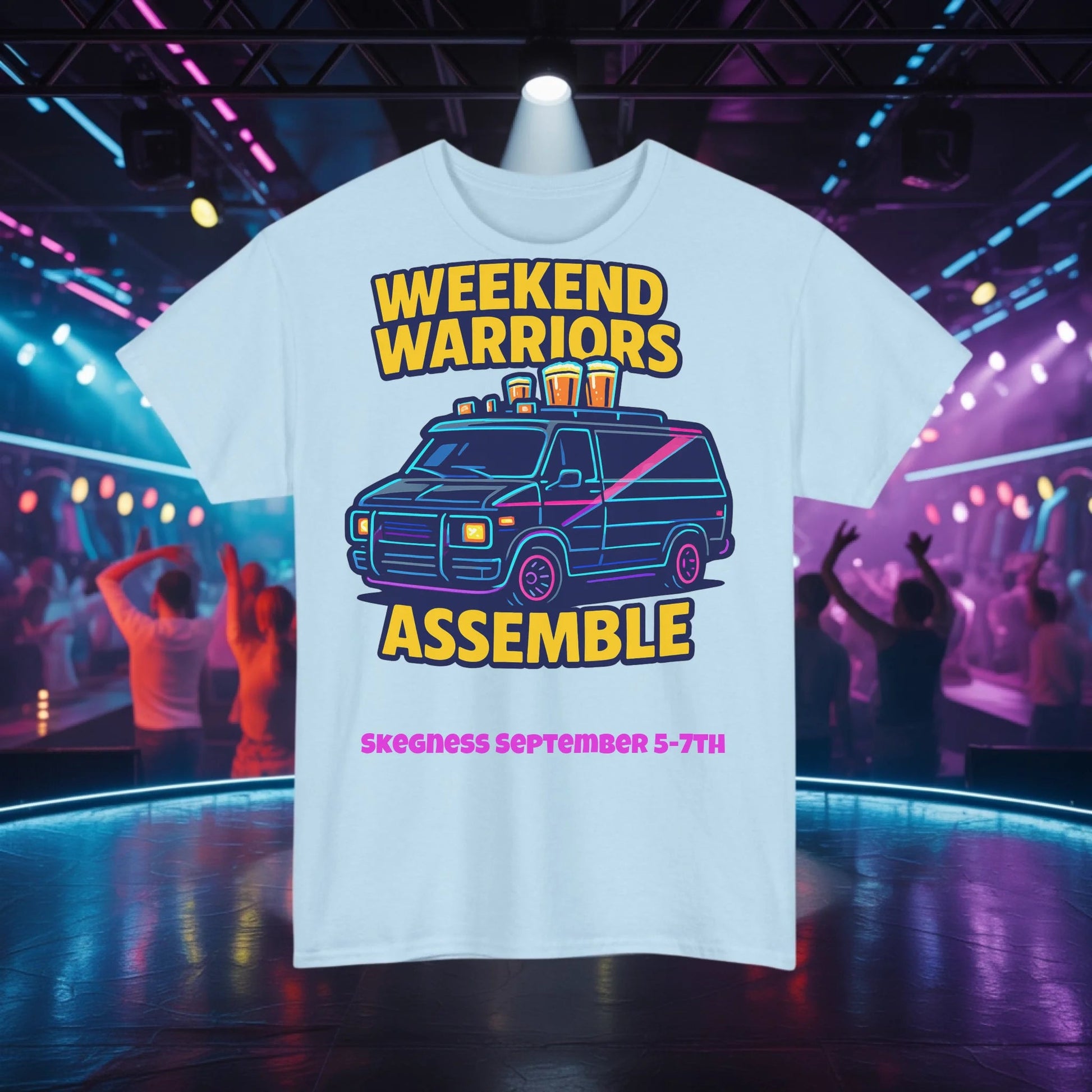 Weekend Warrior - Adult Weekender Front and Back Personalised Unisex Heavy T-Shirt 80s - Adult Weekender