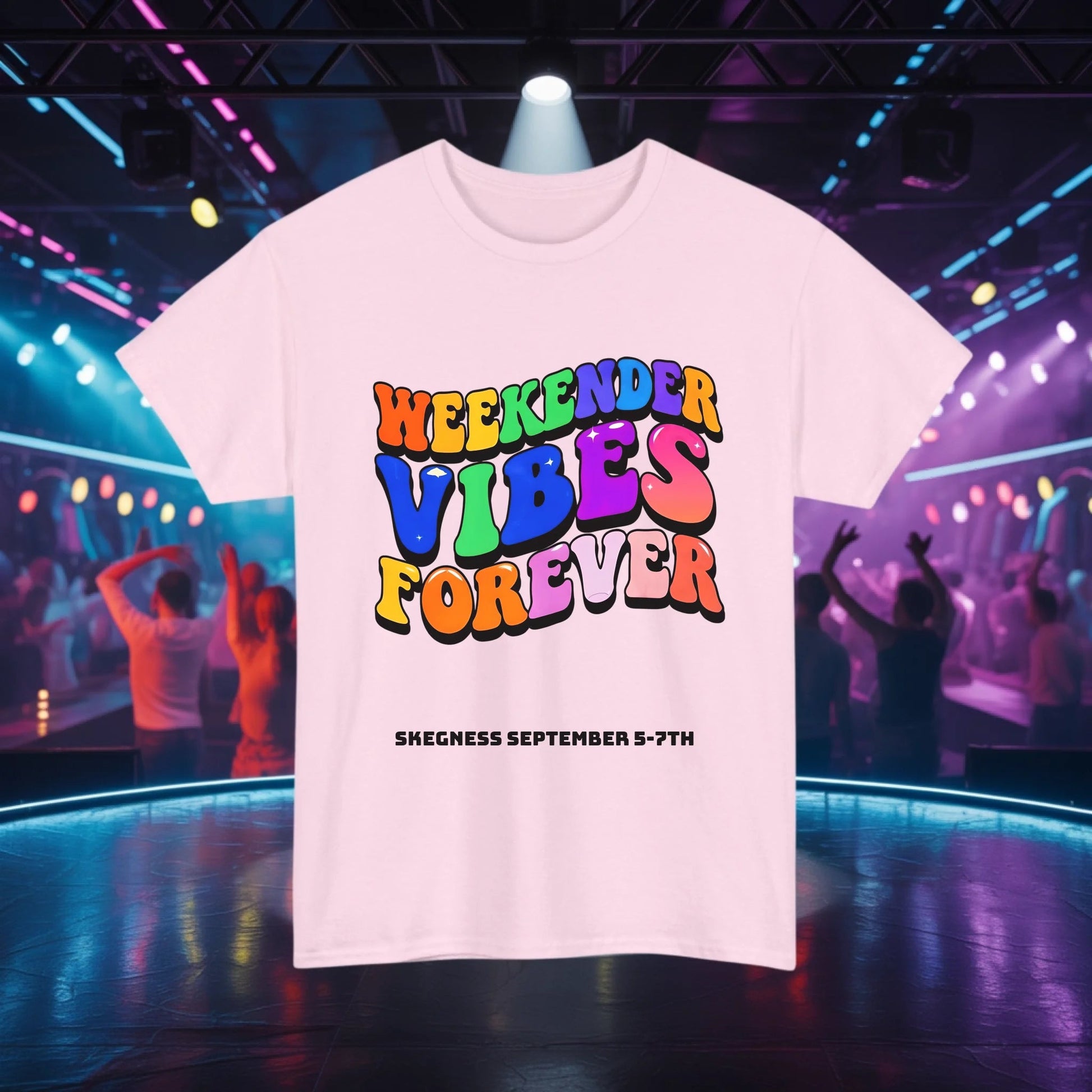 Weekender Vibes Forever - Adult Weekender Front and Back Personalised Unisex Heavy T-Shirt 70s - Adult Weekender