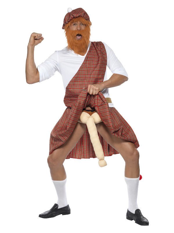 Well Hung Highlander Costume, Red - Adult Weekender