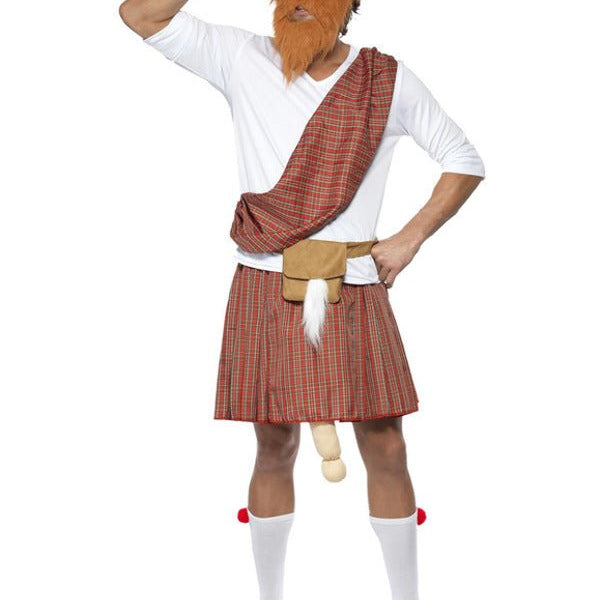 Well Hung Highlander Costume, Red - Adult Weekender