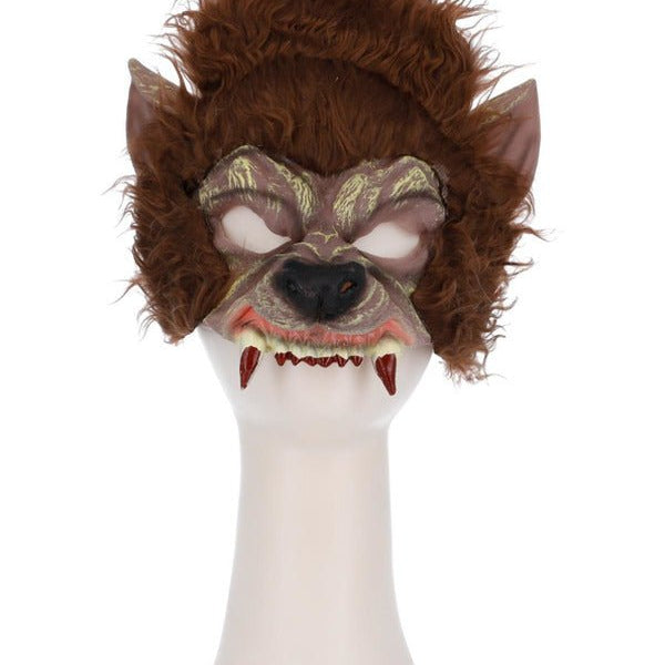 Werewolf Half Face Latex Mask, Brown - Adult Weekender
