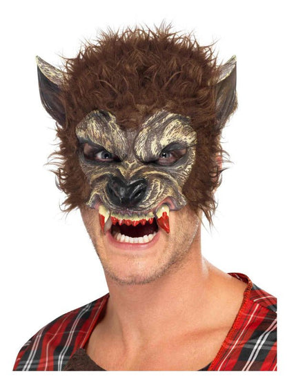 Werewolf Half Face Latex Mask, Brown - Adult Weekender