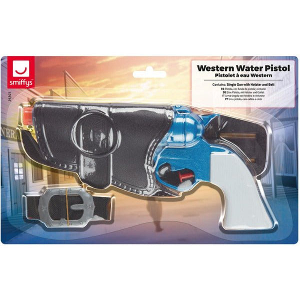 Western Water Pistol, Single Blue Gun, 25x13cm - Adult Weekender