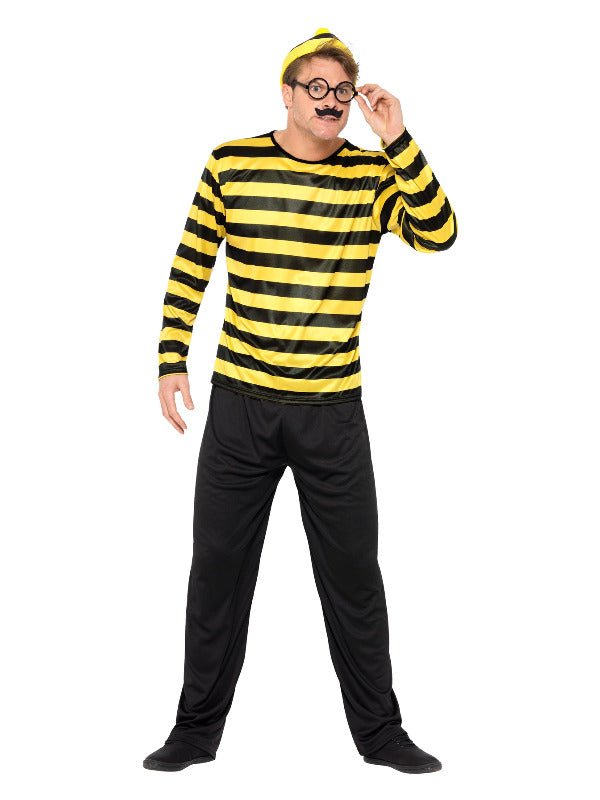 Where's Wally? Odlaw Costume, Black &amp; Yellow - Adult Weekender