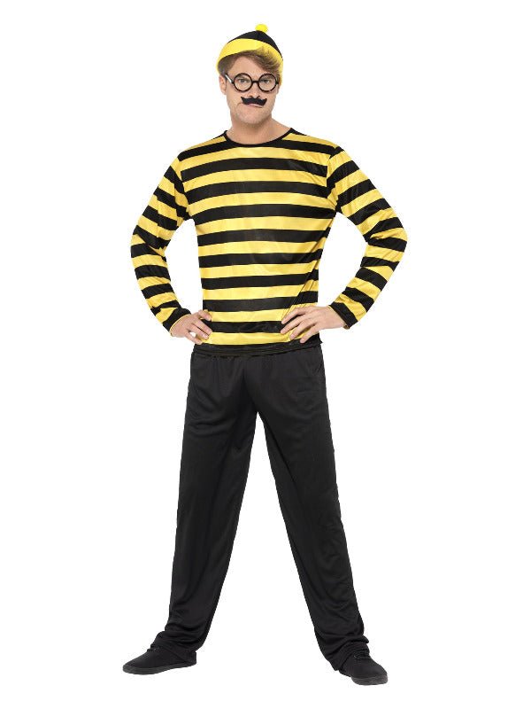 Where's Wally? Odlaw Costume, Black &amp; Yellow - Adult Weekender