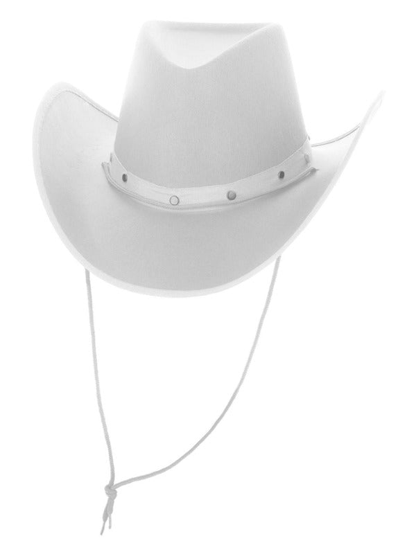 White Cowboy Hat, Felt, with Cord - Adult Weekender