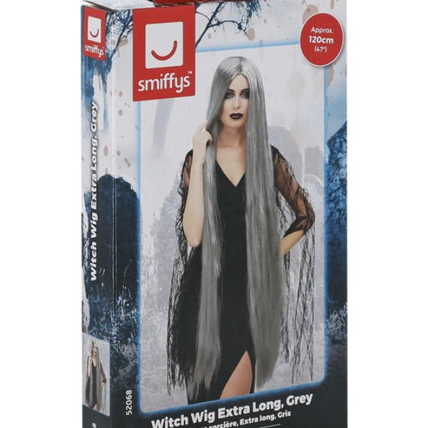 Witch Wig Extra Long, Grey - Adult Weekender