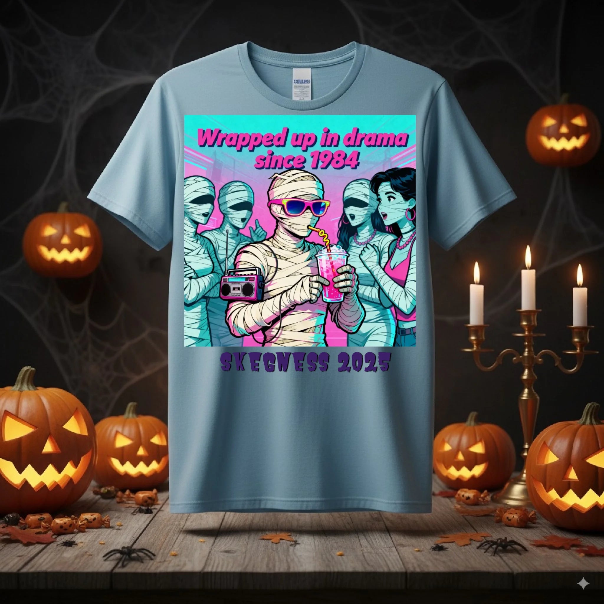 Wraped up in drama - Adult Weekender Unisex Heavy T-Shirt - Stags, Hens, Birthdays Halloween - Adult Weekender