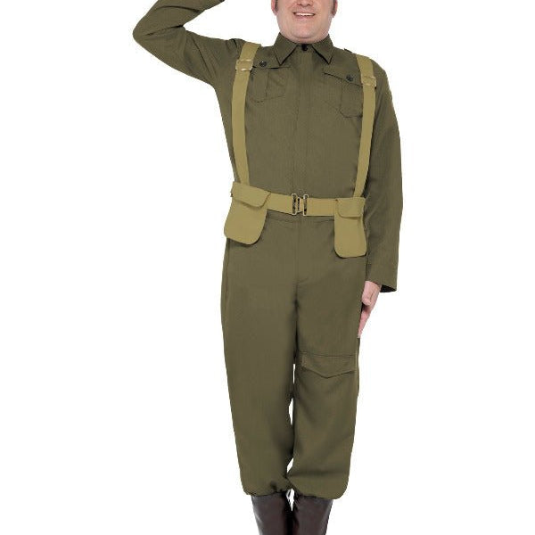 WW2 Home Guard Private Costume, Green - Adult Weekender