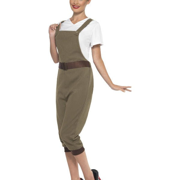 WW2 Land Girl Costume, Khaki - Adult Weekender