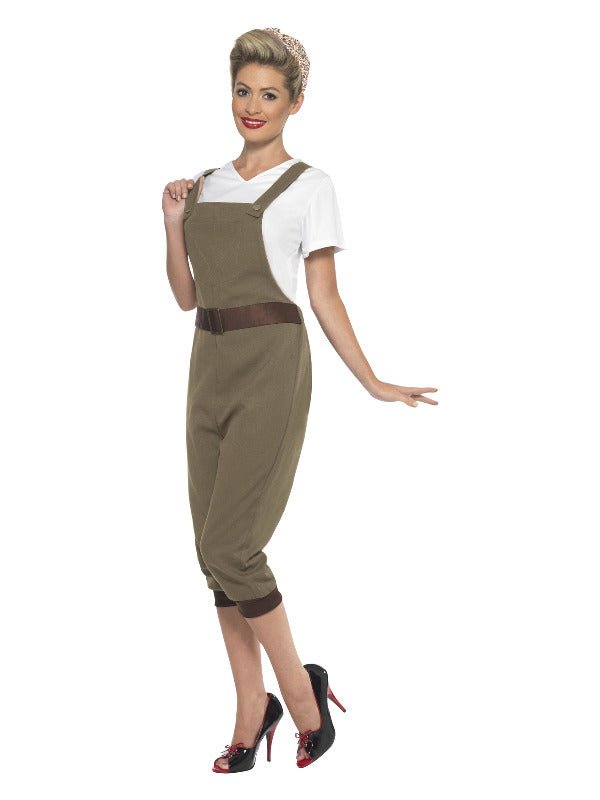 WW2 Land Girl Costume, Khaki - Adult Weekender