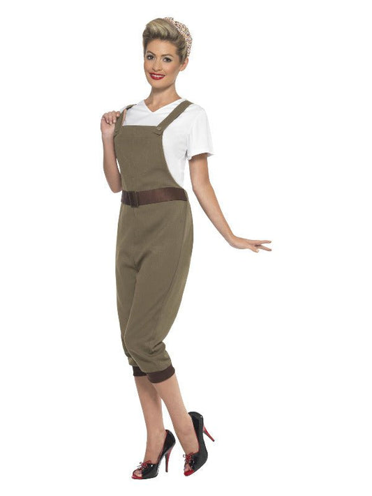 WW2 Land Girl Costume, Khaki - Adult Weekender