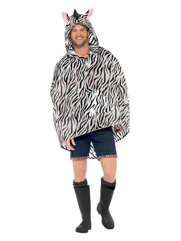 Zebra Party Poncho, Black &amp; White - Adult Weekender
