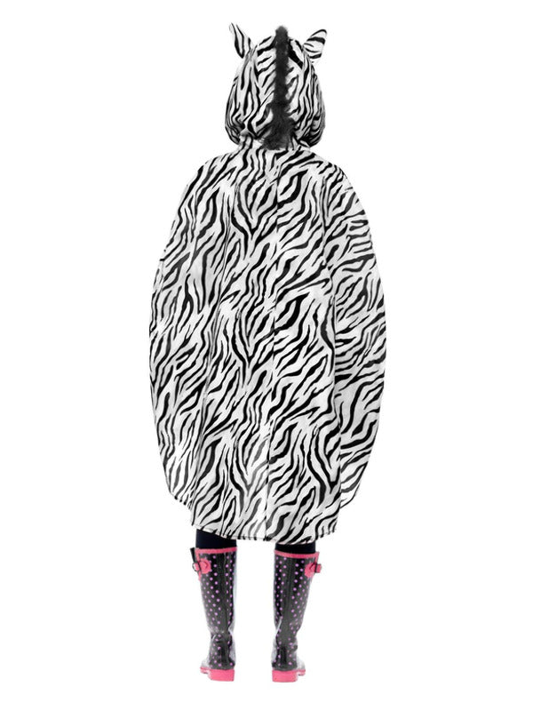 Zebra Party Poncho, Black &amp; White - Adult Weekender