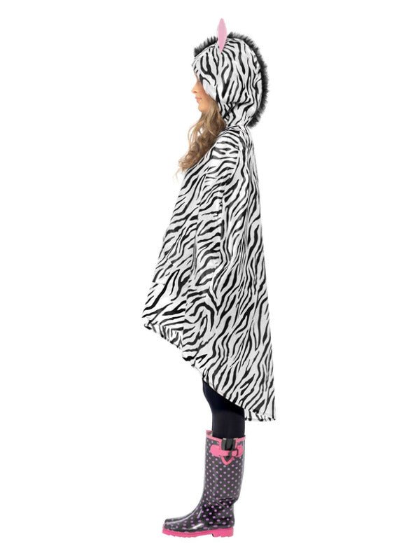 Zebra Party Poncho, Black &amp; White - Adult Weekender