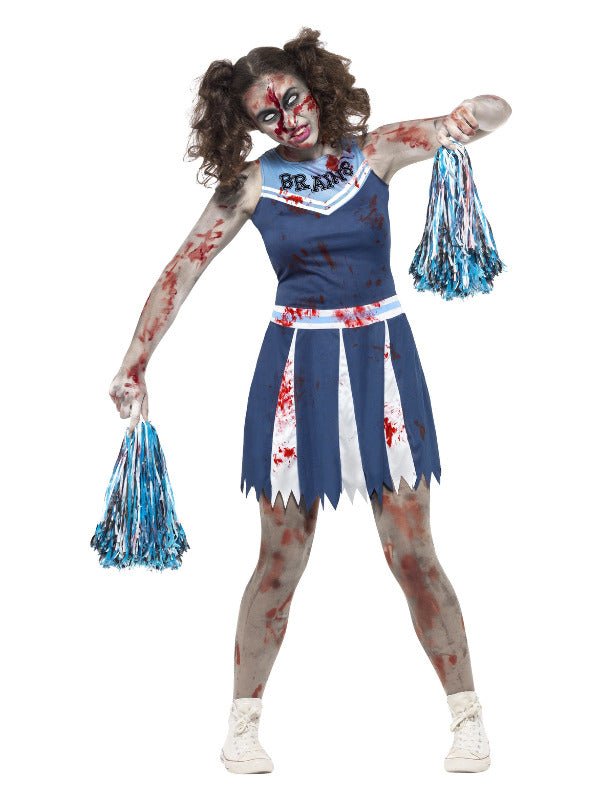 Zombie Cheerleader Costume, Blue - Adult Weekender