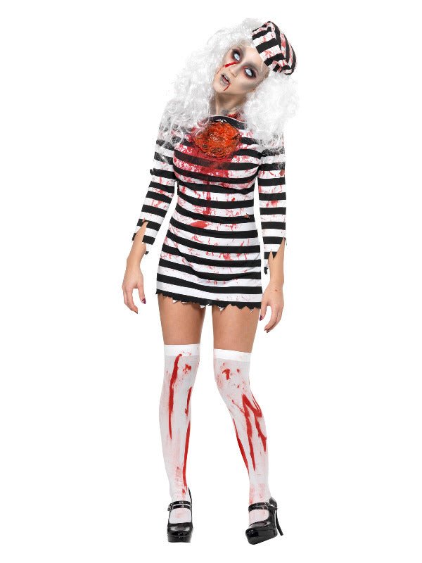 Zombie Convict Costume, Black &amp; White - Adult Weekender
