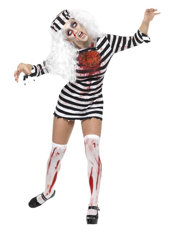Zombie Convict Costume, Black &amp; White - Adult Weekender