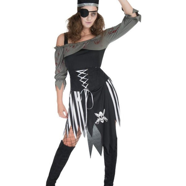 Zombie Pirate Costume, Black & White - Adult Weekender