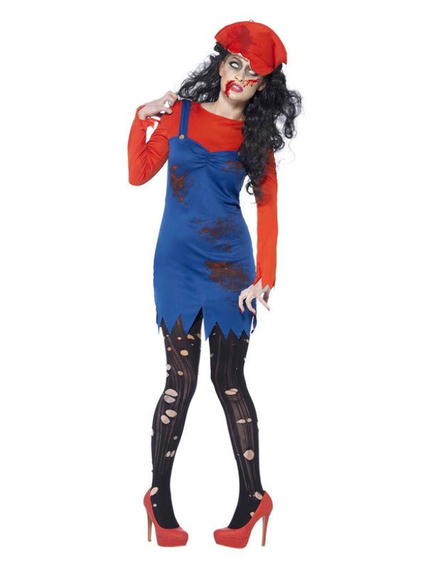 Zombie Plumber Female Costume, Red - Adult Weekender