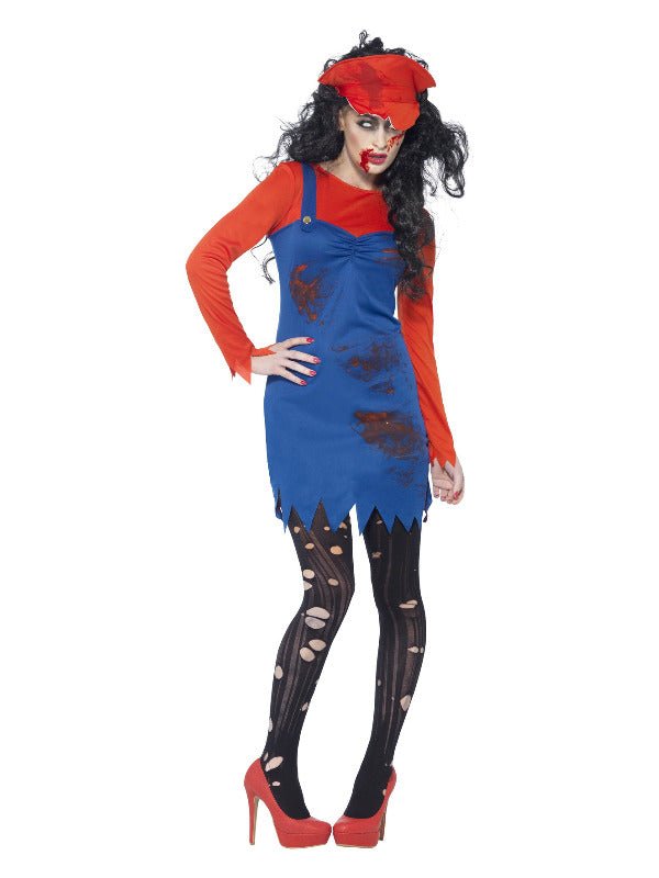 Zombie Plumber Female Costume, Red - Adult Weekender
