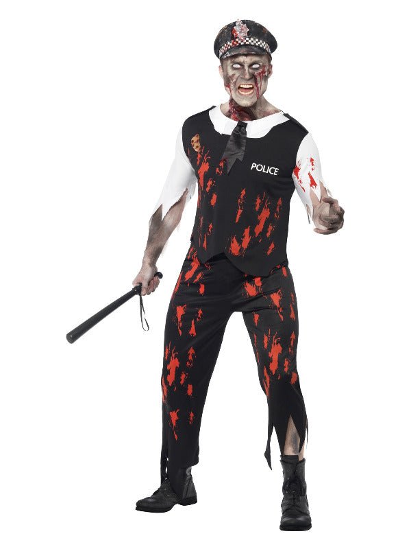 Zombie Policeman Costume, Black - Adult Weekender