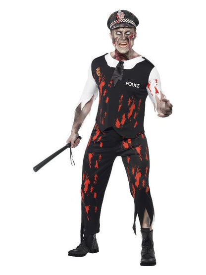 Zombie Policeman Costume, Black - Adult Weekender
