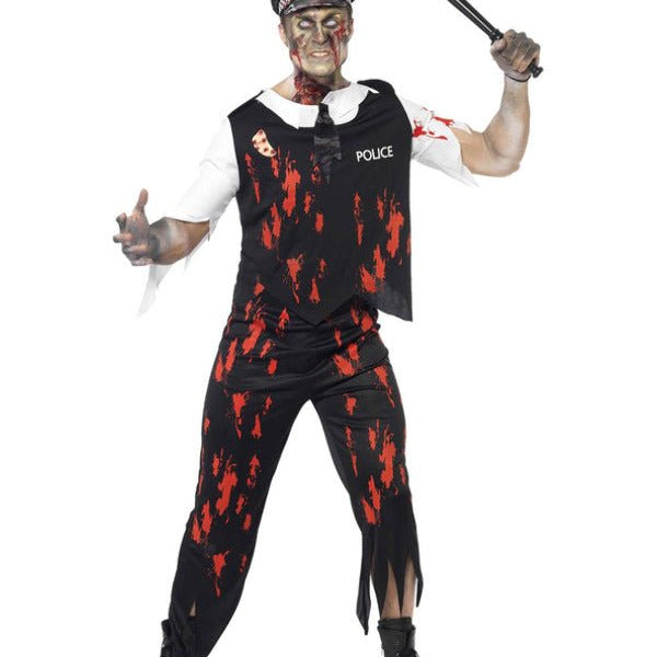 Zombie Policeman Costume, Black - Adult Weekender