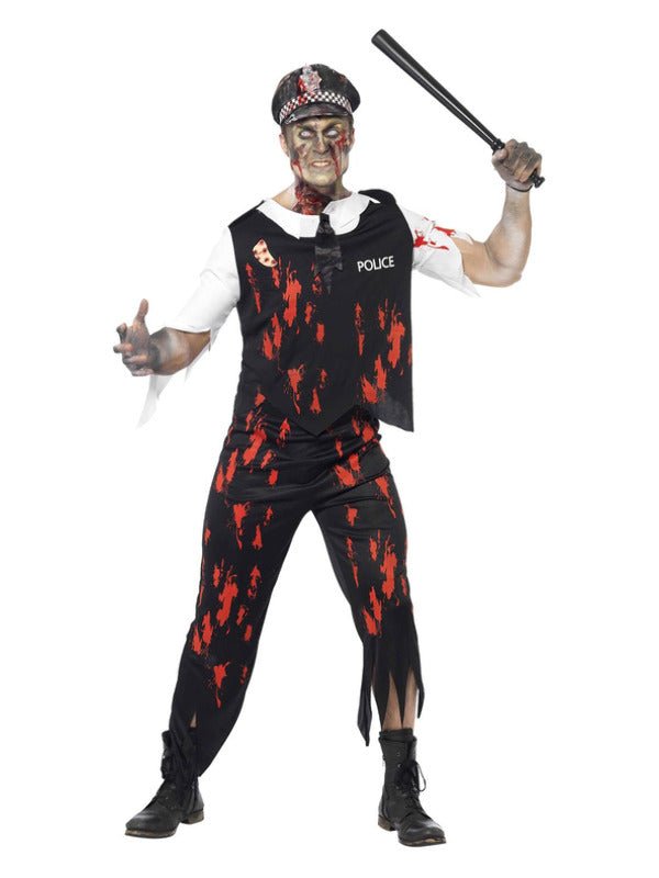 Zombie Policeman Costume, Black - Adult Weekender