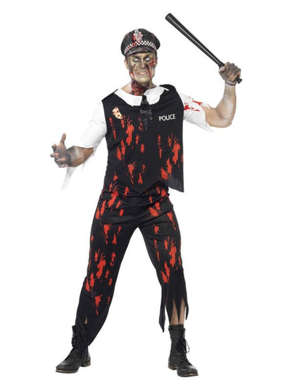 Zombie Policeman Costume, Black - Adult Weekender