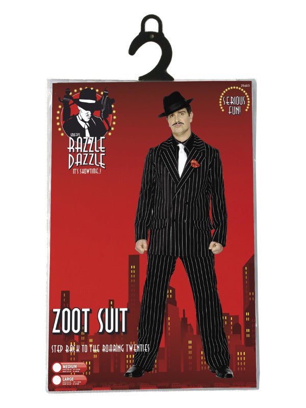 Zoot Suit Costume, Male, Black - Adult Weekender